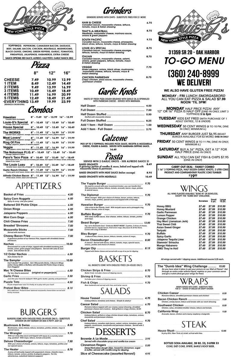 Louie-G's New York Style Pizza - OAK HARBOR, WA menu_pic