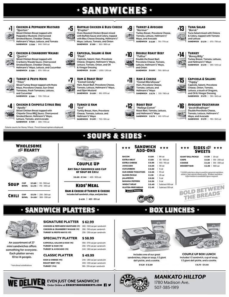 Erbert & Gerbert's - Madison, WI menu_pic