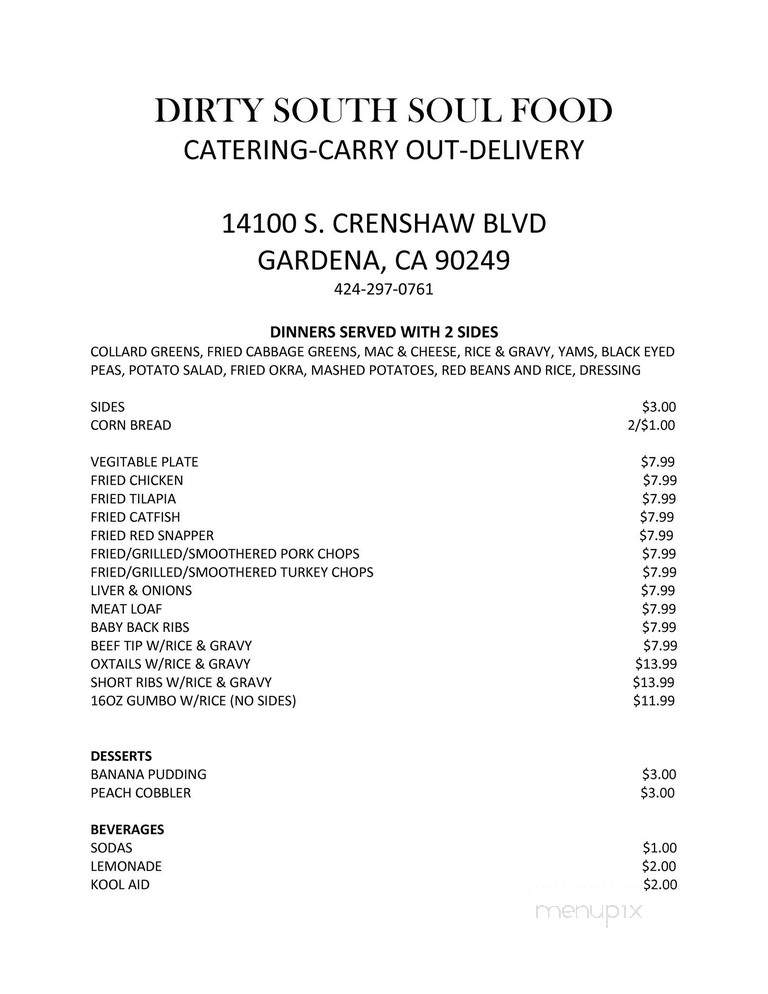Dirty South Soul Food - Lawndale, CA menu_pic