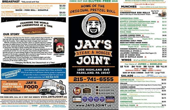 Jay's Steak & Hoagie Joint - Penndel, PA menu_pic