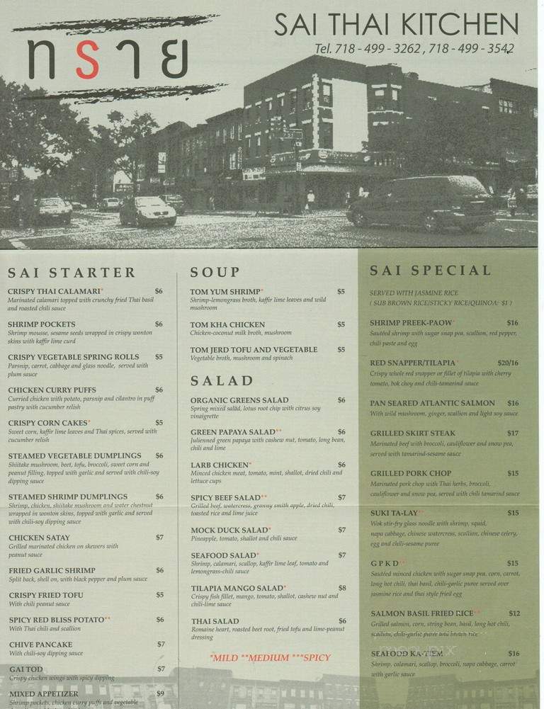 Sai Thai Kitchen - Brooklyn, NY menu_pic