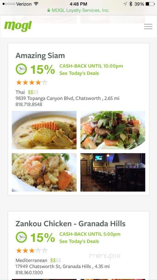 Amazing Siam Thai Restaurant - Chatsworth, CA menu_pic