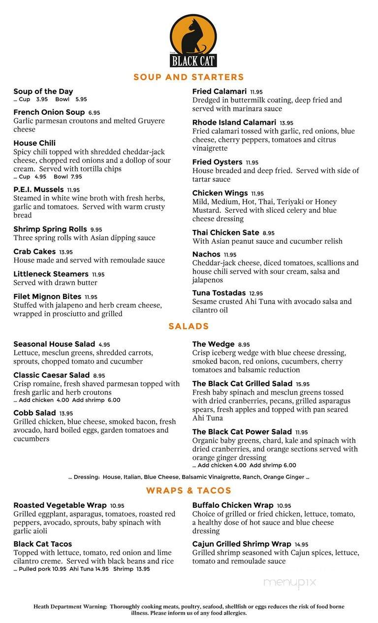 Black Cat Grill - Redding, CT menu_pic