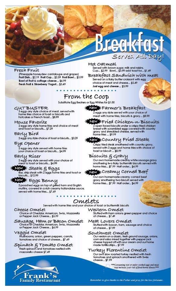 Frank's Family Restaurant - Alliance, OH menu_pic