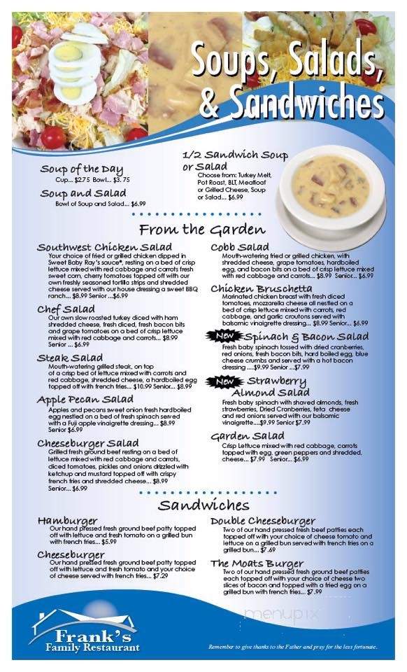 Frank's Family Restaurant - Alliance, OH menu_pic