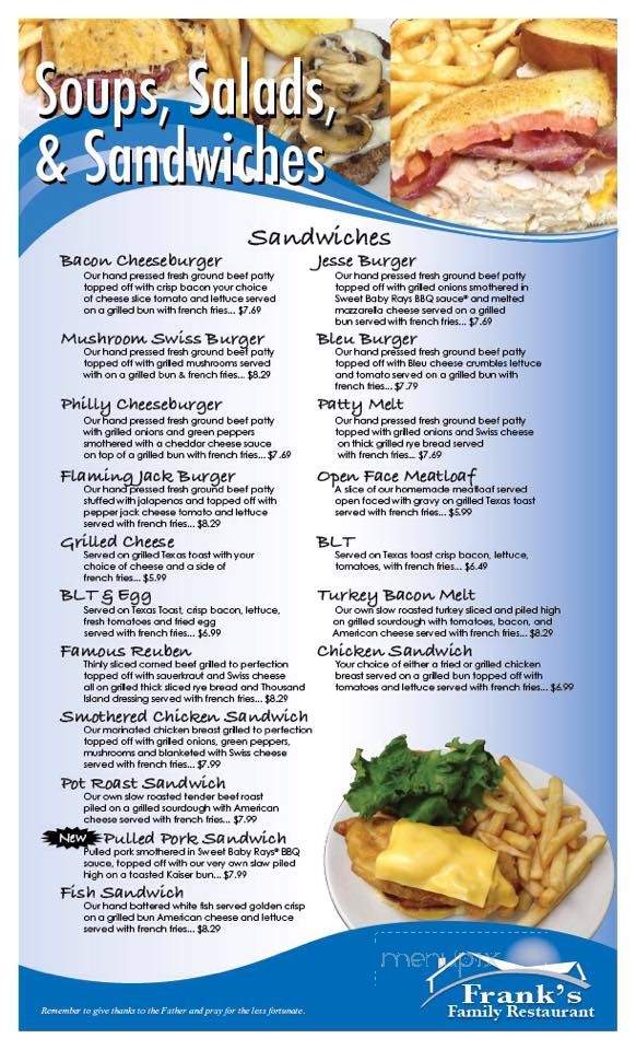 Frank's Family Restaurant - Alliance, OH menu_pic