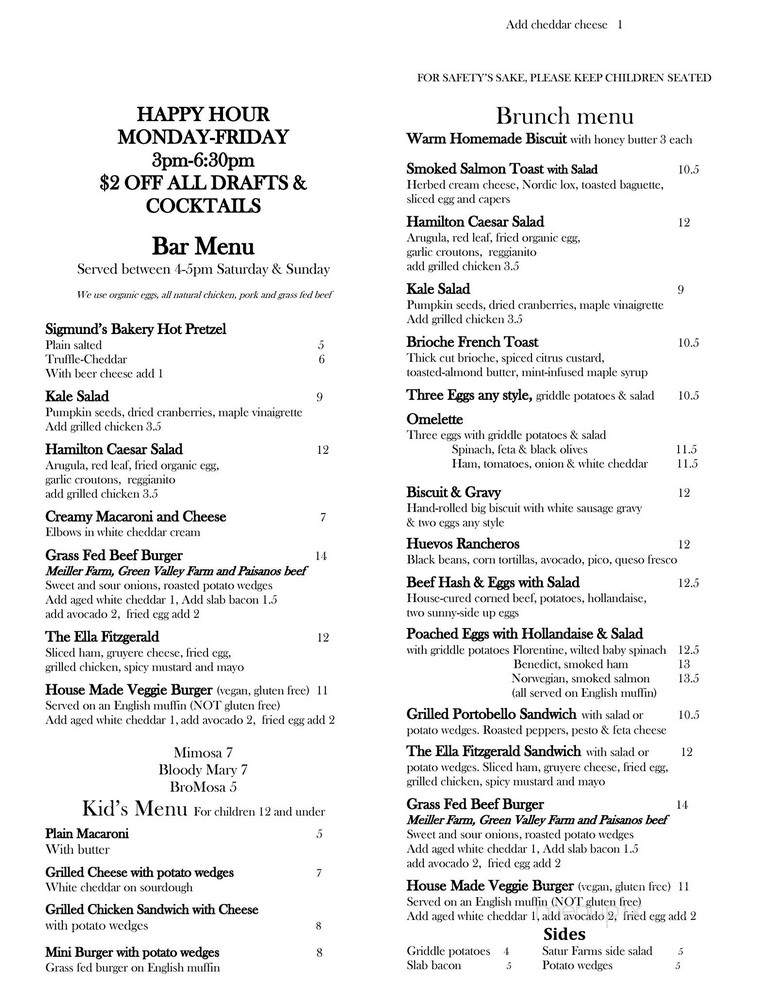 Hamilton's - Brooklyn, NY menu_pic