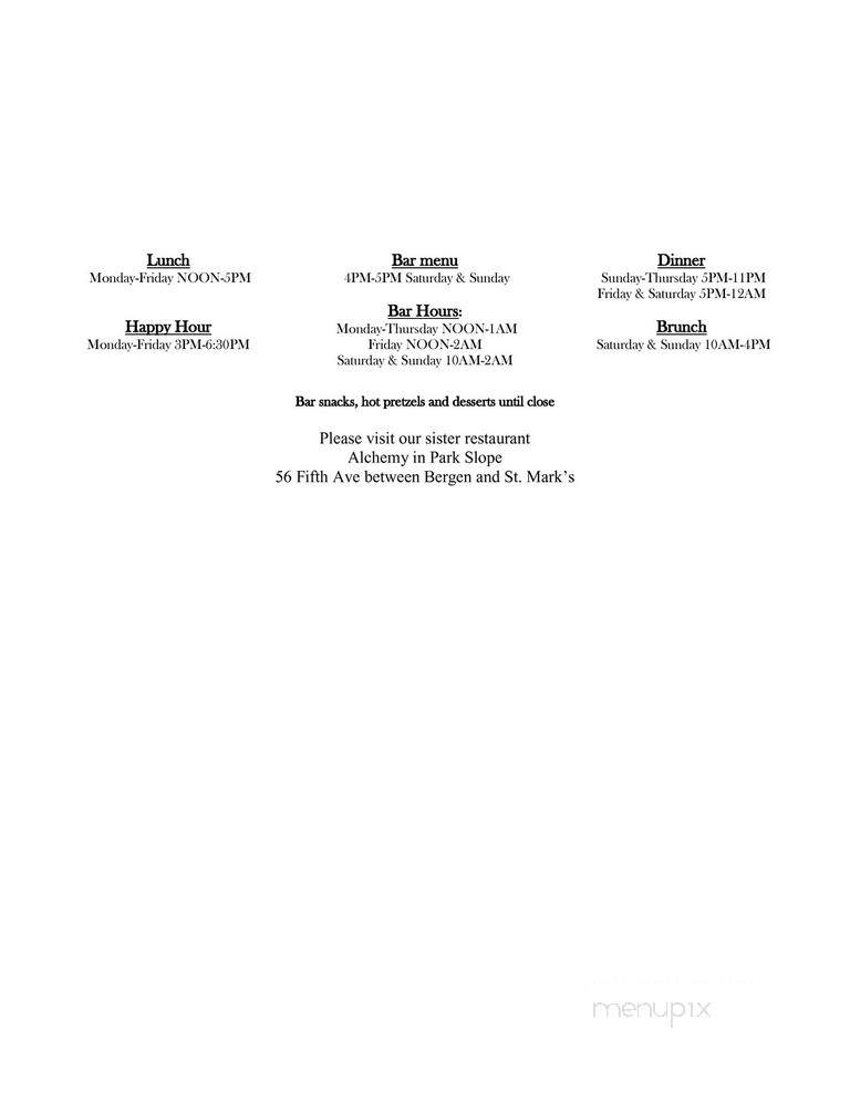 Hamilton's - Brooklyn, NY menu_pic
