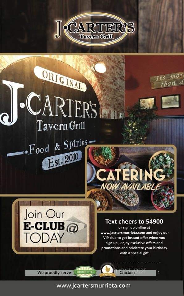 J. Carter's Tavern Grill - Murrieta, CA menu_pic