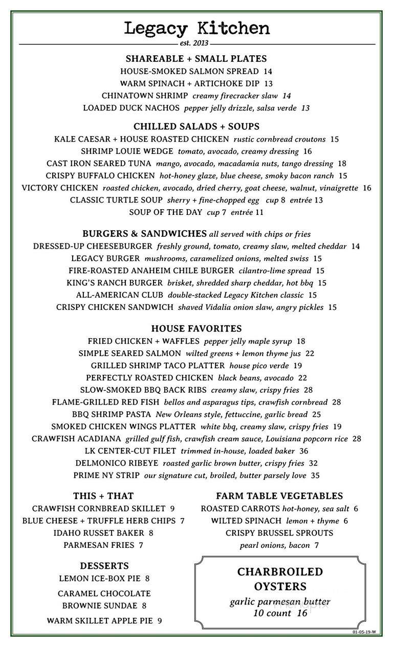 Legacy Kitchen - New Orleans, LA menu_pic