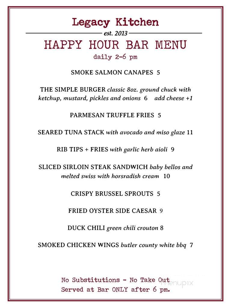 Legacy Kitchen - New Orleans, LA menu_pic