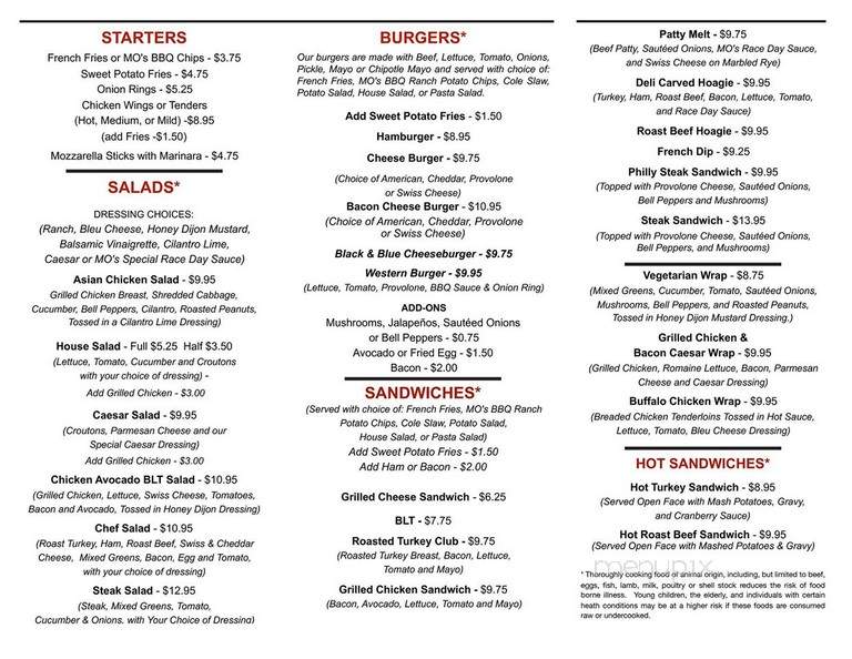 Race Day Cafe - Las Vegas, NV menu_pic
