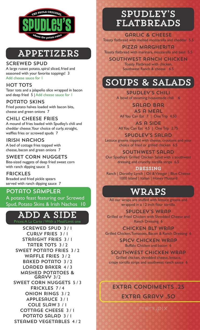 Spudley's Family Restaurant - Paola, KS menu_pic