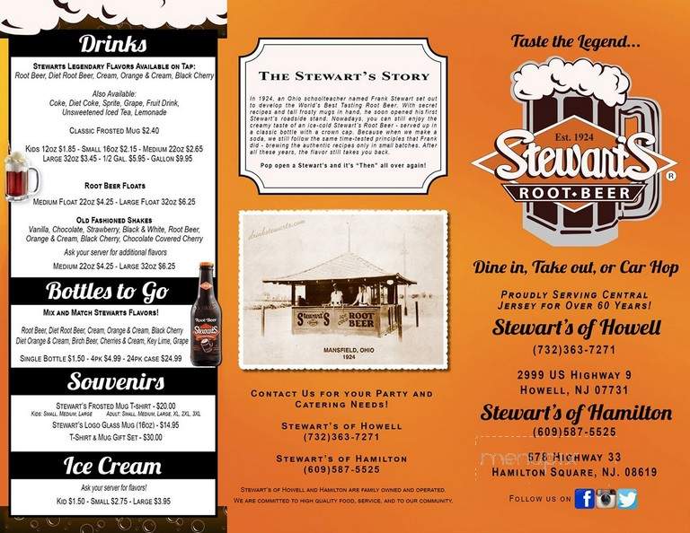 Stewart's Root Beer - Matawan, NJ menu_pic
