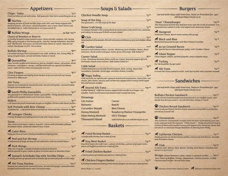 Brown Boxer South Beach - Clearwater, FL menu_pic