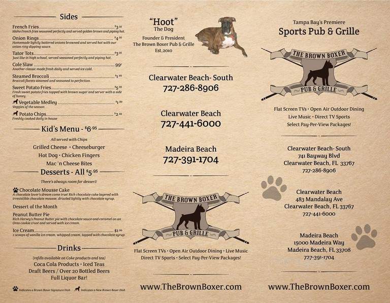 Brown Boxer South Beach - Clearwater, FL menu_pic