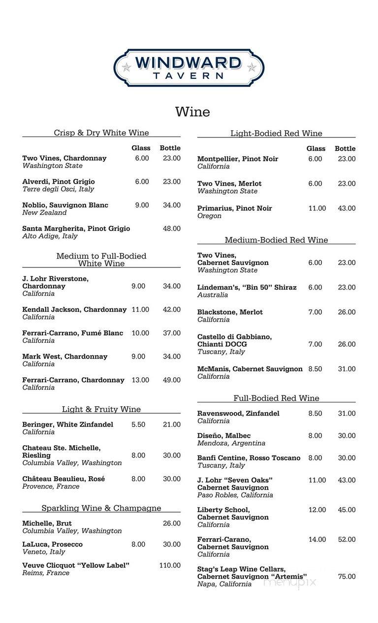 Windward Tavern - Brick, NJ menu_pic