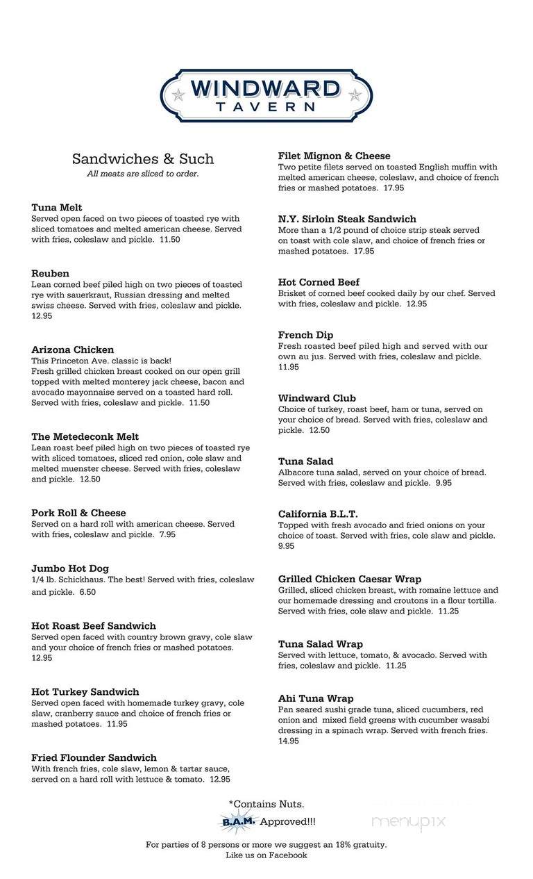 Windward Tavern - Brick, NJ menu_pic