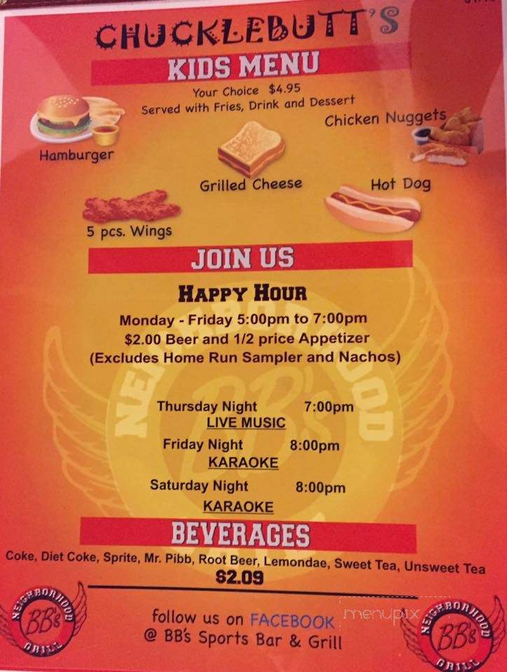 Bb's Sports Bar & Grill - Douglasville, GA menu_pic