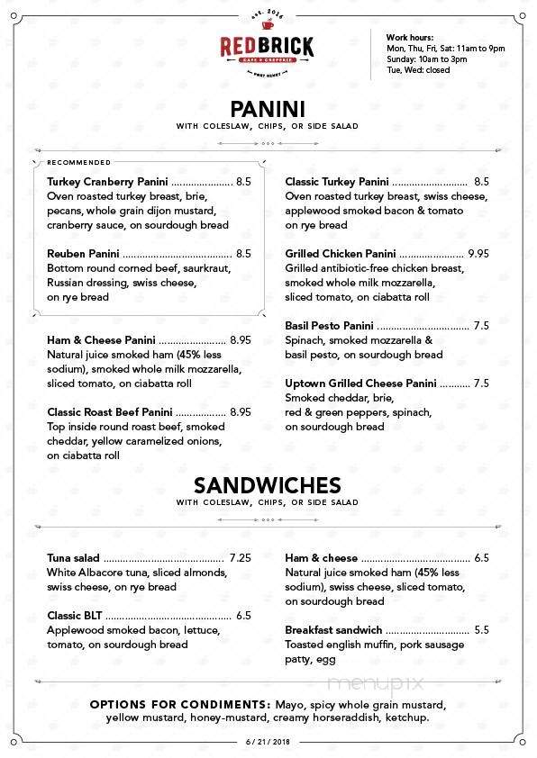 Red Brick Cafe - Brooklyn, NY menu_pic