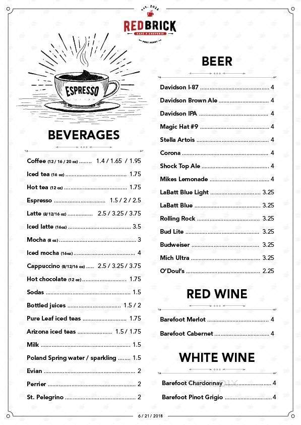 Red Brick Cafe - Brooklyn, NY menu_pic