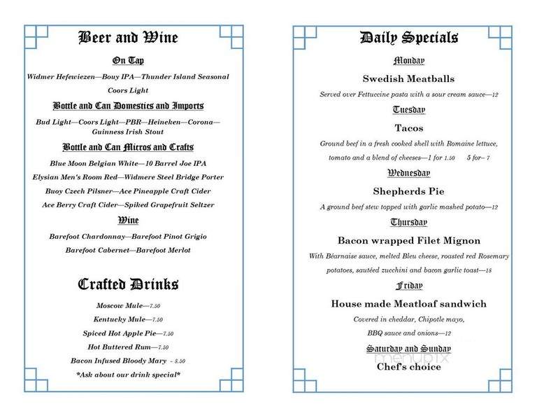 Ye Olde Pub - Troutdale, OR menu_pic
