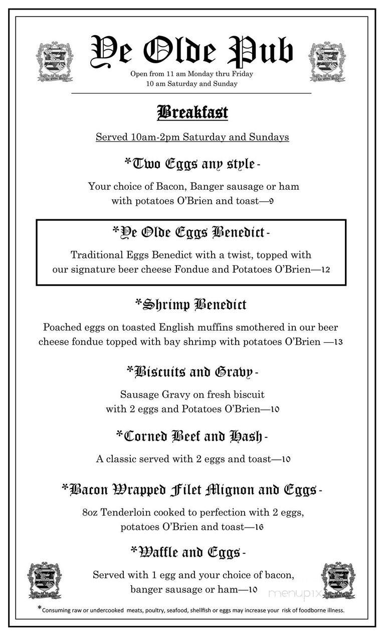 Ye Olde Pub - Troutdale, OR menu_pic