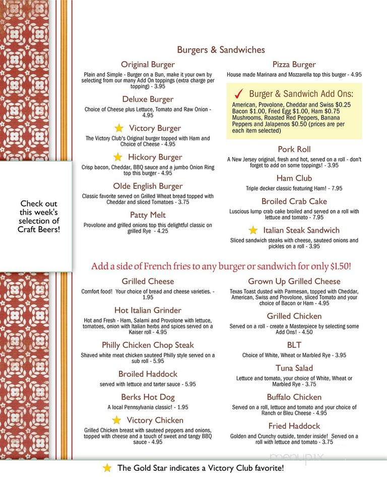 Victory Athletic Club - York, PA menu_pic