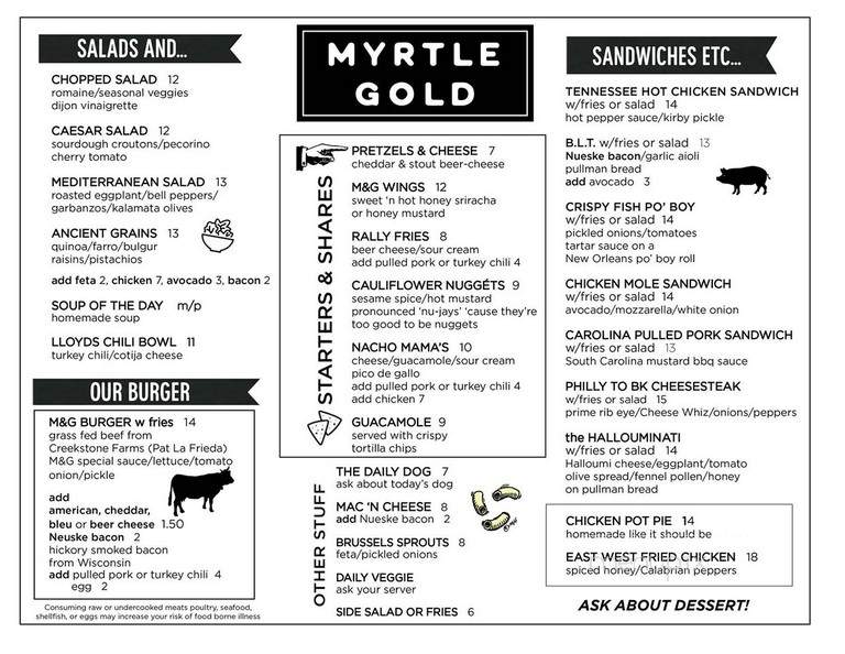 Myrtle & Gold - Brooklyn, NY menu_pic
