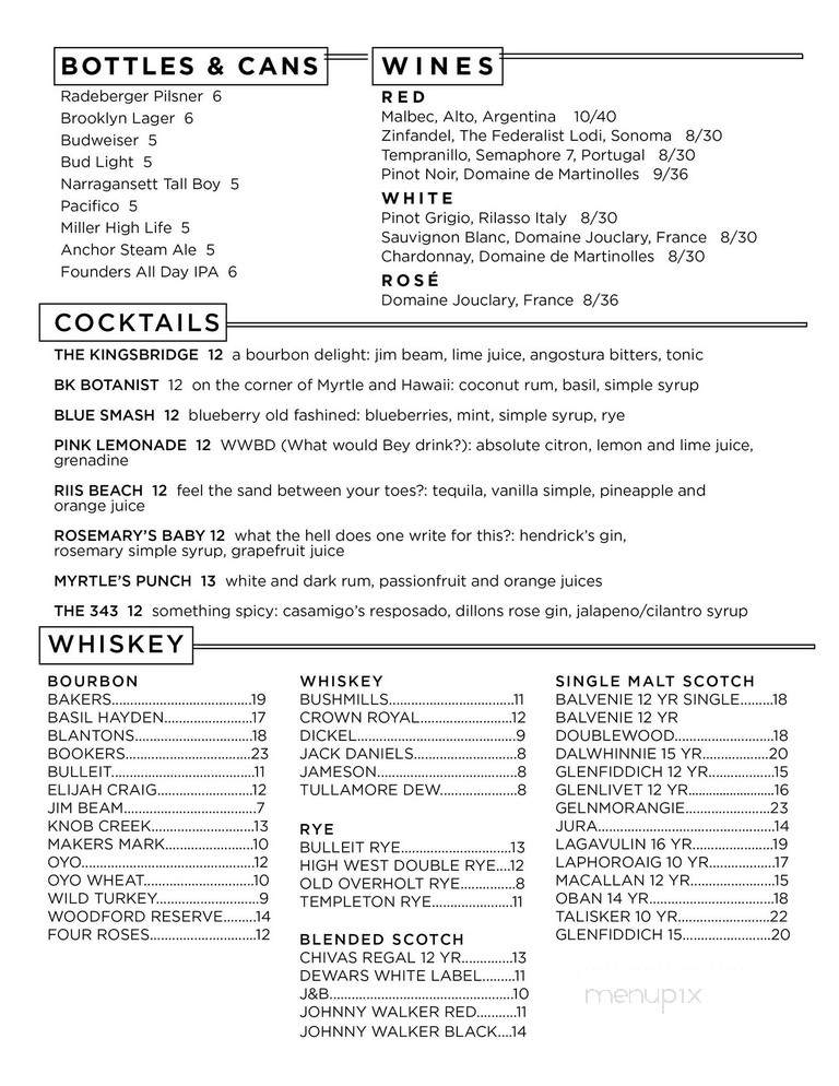 Myrtle & Gold - Brooklyn, NY menu_pic