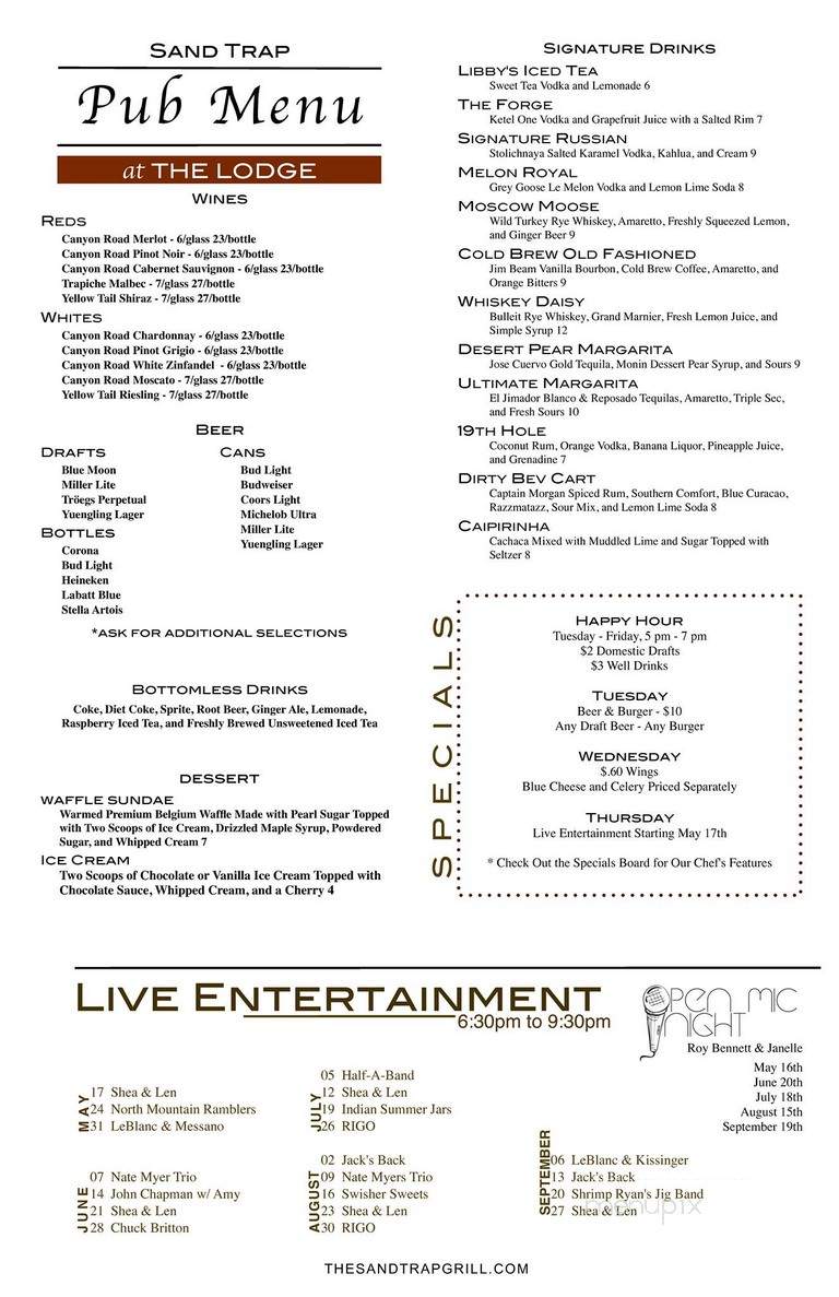 Sand Trap - Mechanicsburg, PA menu_pic