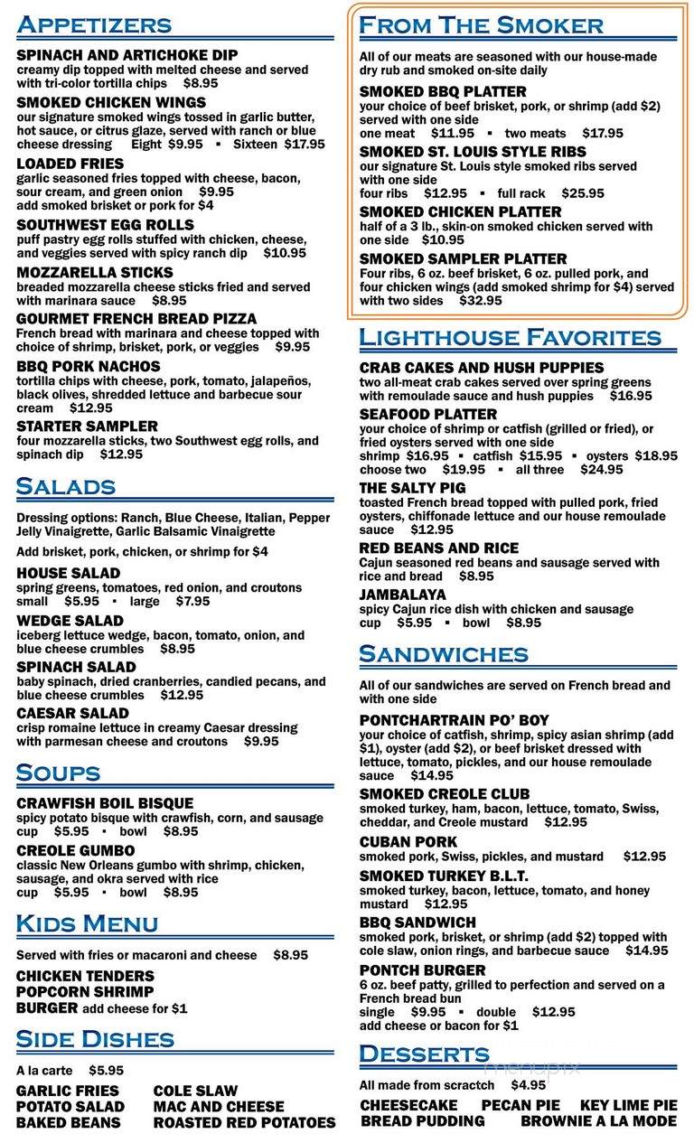 Lighthouse Bar & Grill - New Orleans, LA menu_pic