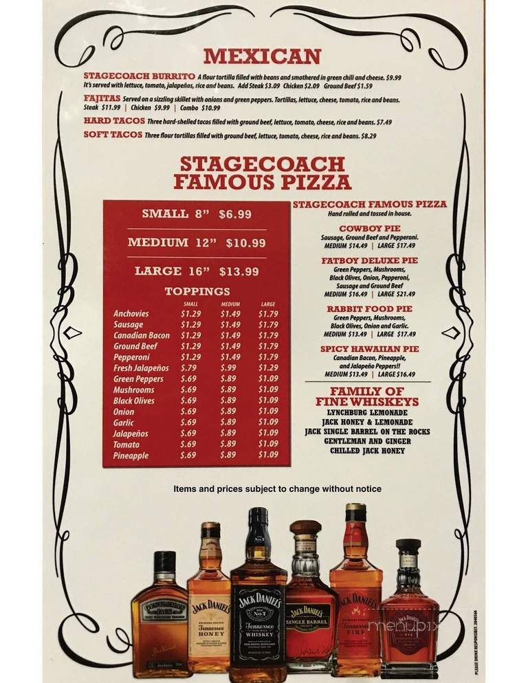 Stagecoach - Franktown, CO menu_pic