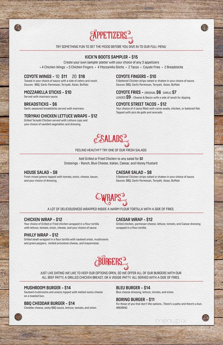 Coyote Ugly Saloon - San Diego - San Diego, CA menu_pic