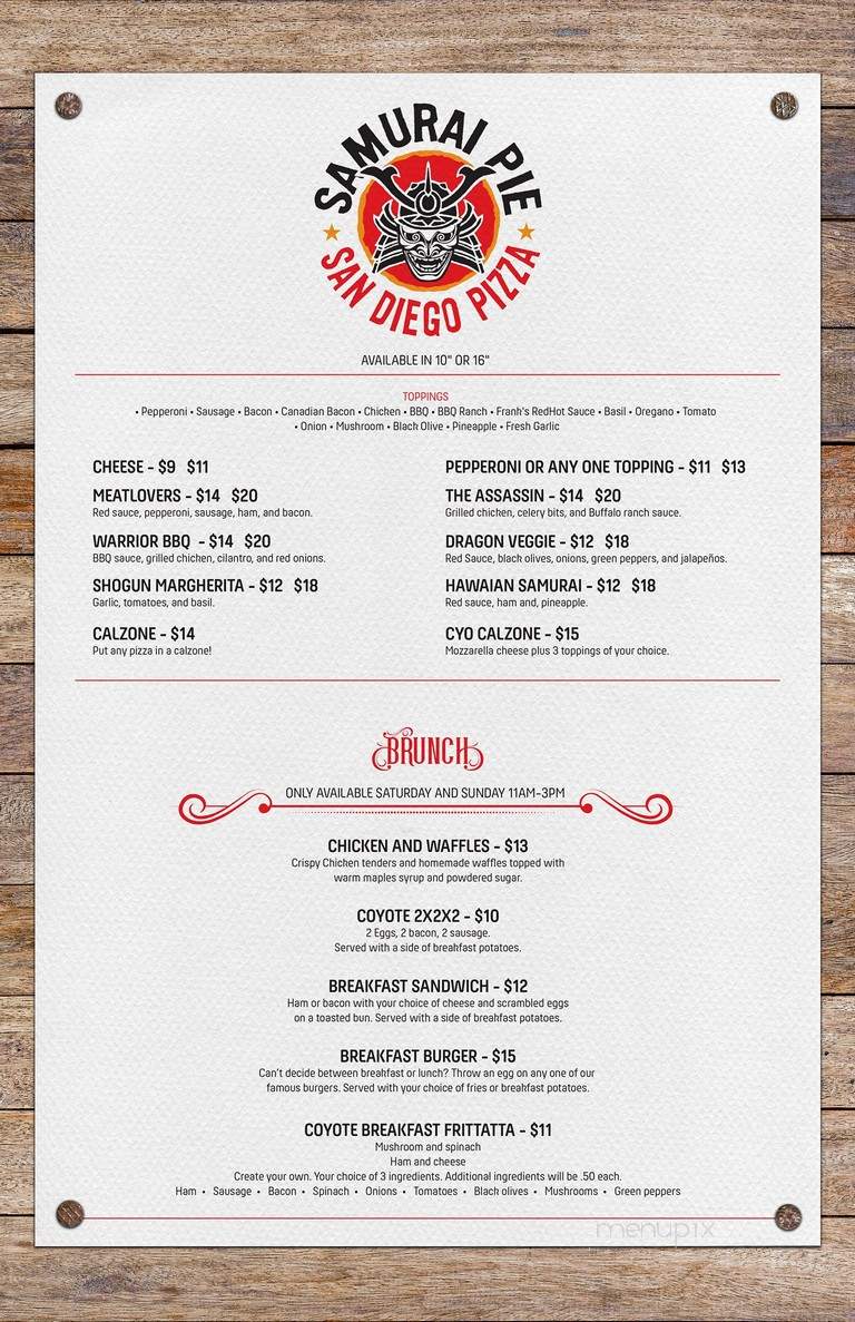 Coyote Ugly Saloon - San Diego - San Diego, CA menu_pic