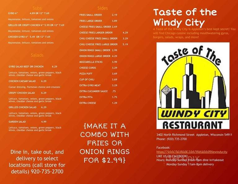 Taste of the Windy City - Appleton, WI menu_pic