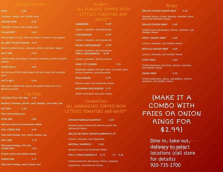 Taste of the Windy City - Appleton, WI menu_pic