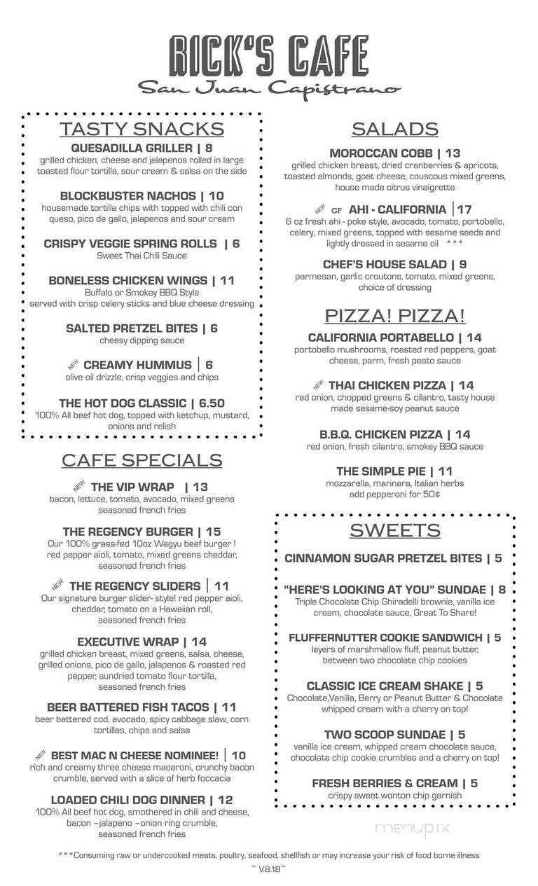 Rick's Cafe - San Juan Capistrano, CA menu_pic