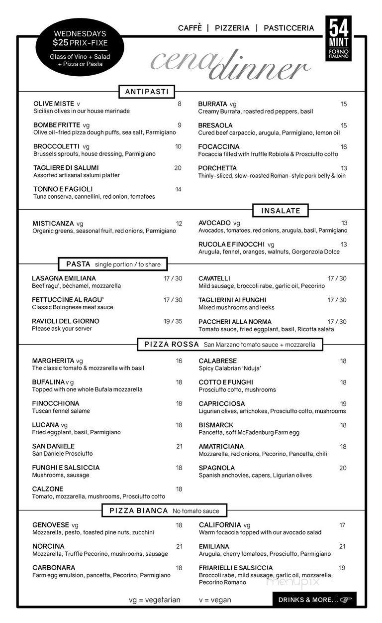 54 Mint Il Forno - Walnut Creek, CA menu_pic