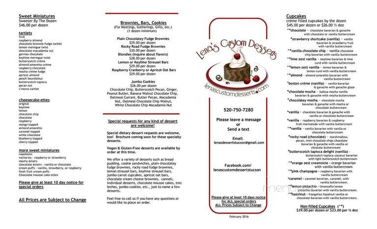 Lena's Custom Desserts - Tucson, AZ menu_pic