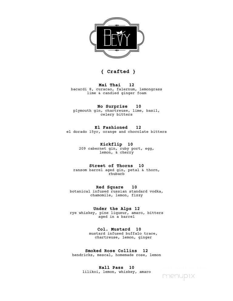 Bevy - Honolulu, HI menu_pic