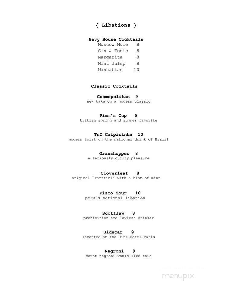 Bevy - Honolulu, HI menu_pic