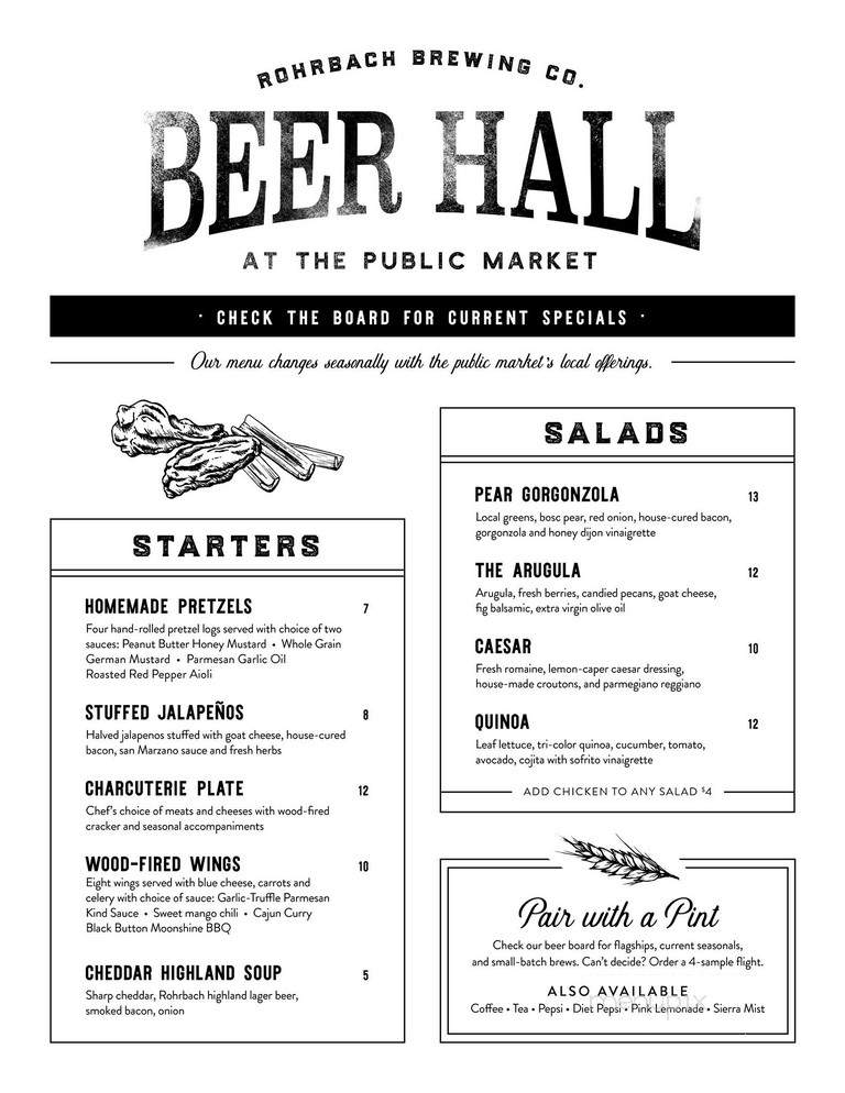 Rohrbach's Railroad Street Brewery - Rochester, NY menu_pic