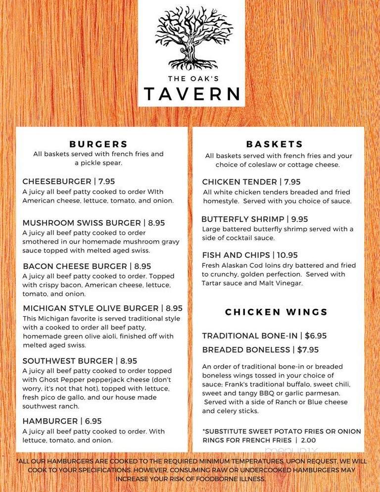 Oaks Tavern - Sherman Oaks, CA menu_pic
