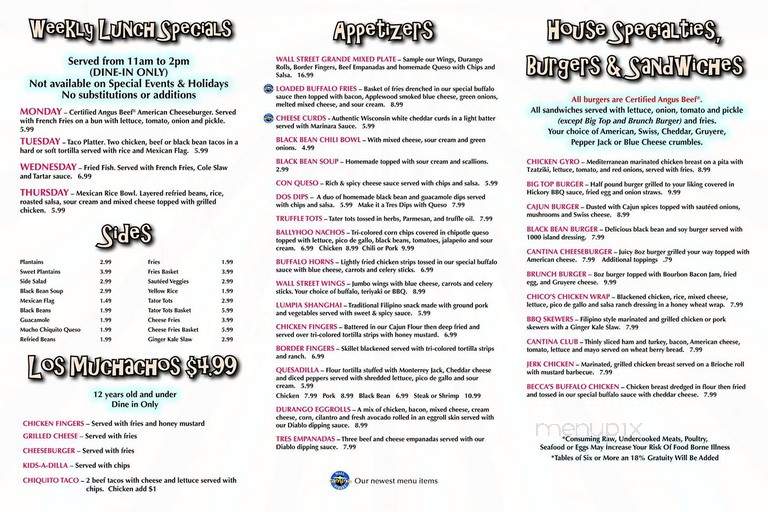 Sideshow - Orlando, FL menu_pic
