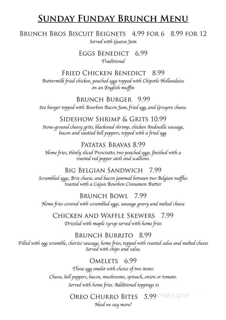 Sideshow - Orlando, FL menu_pic