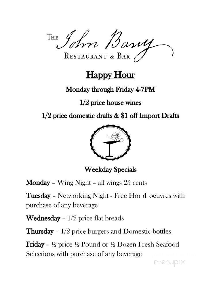 John Barry Restaurant & Bar - Annapolis, MD menu_pic