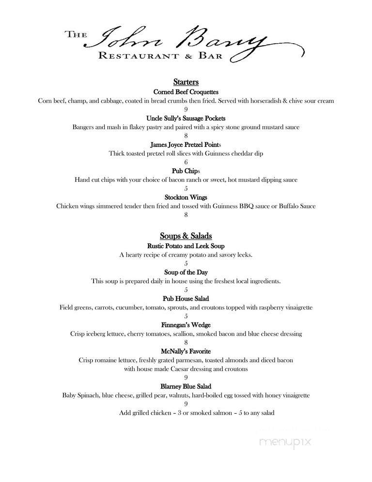 John Barry Restaurant & Bar - Annapolis, MD menu_pic