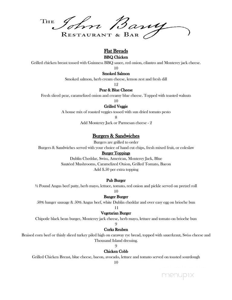John Barry Restaurant & Bar - Annapolis, MD menu_pic