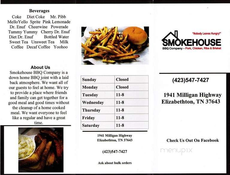 Smokehouse Barbeque Co - Elizabethton, TN menu_pic